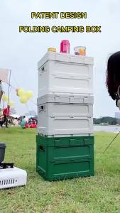 Foldable Storage  Camping Outdoor Desk Multi-Functional Side Opening Plastic Storage  Party