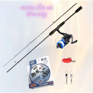 Bộ Combo Cần Câu Lure Sói Đen Máy Đứng YF 200 Kèm Bộ Phụ Kiện Đầy Đủ Giá Rẻ Học Sinh 1m65 1m8 2m1