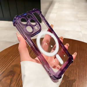 CrashStar MagSafe เคสโทรศัพท์กันกระแทกแบบใสแข็งมุมหนาสำหรับ iPhone 17 16e 15 14 Pro Max Plus 13 12 11 Pro Max ชาร์จไร้สายอากาศเคสโทรศัพท์ซิลิโคนใสเลนส์คลุมทั้งหมดป้องกันกล้อง