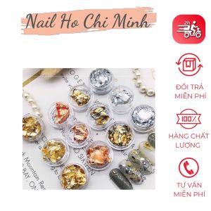 [HCM]Set Giấy Bạc Trang Trí Móng Tay – giấy bạc nail 12 hũ gồm các màu sắc cơ bản thông dụng nhất để phối màu design