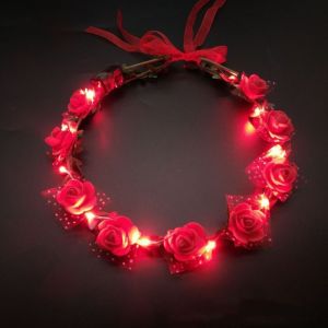 TIMIA Sweet Elegant Foam Party Wedding Luminous LED Light Garland Women Headwear Wreath Decoration Crown Flower Headband