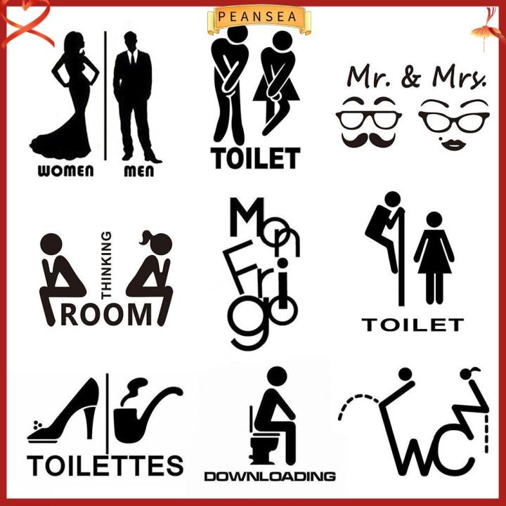 PEANSEA Waterproof Home Art Mr. and Mrs. Removable Toilet Decals Vinyl