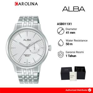 Jam Tangan Pria Alba Prestige A5B011X1 Silver White Dial Stainless Steel Strap