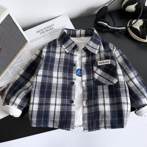 DIIMUU Spring Kids Shirts Boy Girl Casual Plaid Blouses 1-4 Years Children Tops Clothes