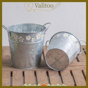 [Valitoo] แจกันดอกไม้เหล็กวินเทจแจกันดอกไม้ต้นไม้กระถางระเบียงถังพืช