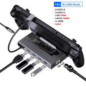 USB C Docking Station for Steam Deck Nintend Switch M.2 SSD HUB Type C to 4K60Hz HDMI-compatible Gigabit Ethernet USB3.0 Hub