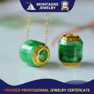 Montagne Jewelry 18k Pure Gold necklace for women Elegant Design Fine Jewellery 12x10.5mm Natural Grade A Burma Jade Pendant Necklace