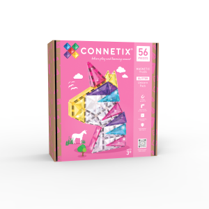 [Connetix Tiles]  56 Pcs Glitter Unicorn Pack - STEAM Educational Magnetic Tiles | Sparkle Pastel