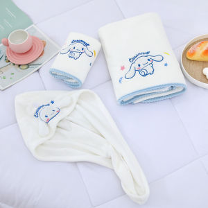Sanrio Pudding Dog Towel Bath Towel Face Dry Hair Cap Soft Absorbent Children Kuromi Thick Shower Wearable Wrap Towel