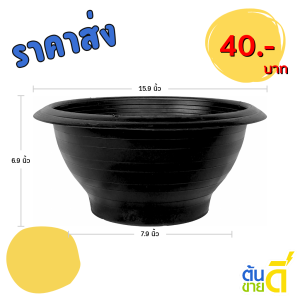 กระถาง อ่างบัว อ่างชวนชม 16 นิ้ว สีดำ Bundle 10 ใบ ชิ้น อัน