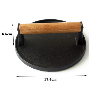 Cast Iron Pressure Meat Plate Round Steak Press Heavy Duty Striped Meat Burger Smasher