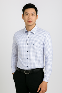 Áo sơ mi Việt Tiến tay dài vải hoa sen (37-44)