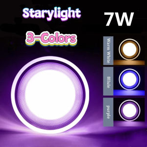 Tri Color RGB Pin Light LED Downlight Ceiling Light Ultra-Thin 3 Color PinLight 7W 4inch 5inch Round acrylic light Recessed Round Panel Light White Warm Purple Blue Light Down Light Lamp