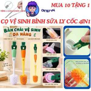 Cọ Vệ Sinh Ly Cốc Bình Sữa 4in1 Tay Cầm Dài Đa Năng Tiện Lợi 5.7x32cm Cọ Rửa Bình Cốc Đa Năng 4in1