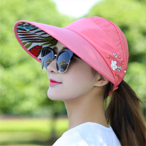 HT081 - TOPI WANITA ANTI UV PANTAI OUTDOOR PELINDUNG SUN VISOR MOTIF KEKINIAN