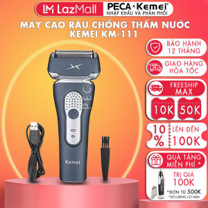 Máy cạo râu Kemei KM-111 lưỡi kép nổi kèm đầu tỉa phụ chống thấm nước IPX5 - Hàng chính hãng nhập khẩu PECA