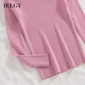IELGY womens collarbone thin one-shoulder bottoming sweater