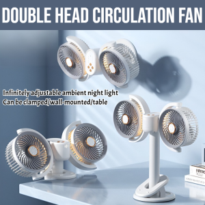 Double Head Circulation Fan Desktop Multi-Purpose Fan Adjustable Height 360 Degree Rotatable Air Circulator