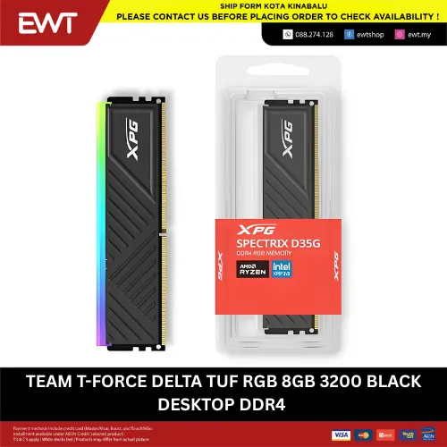 ADATA XPG D35G DDR4 8GB 3200MHz Desktop RAM RGB Black