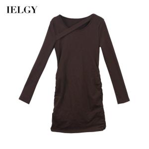 IELGY Đầm Cổ Tròn Tay Dài Thiết Kế Phong Cách Thiết Kế Ôm Eo Cho Nữ