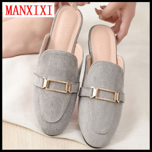 MANXIXI Brand Korean Version Flat Slippers Mules Sandals Big Size Single Shoes For Women (32-44 Size)