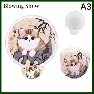 Blowing Portable Cartoon Folding Fan Kawaii Creative Foldable Fan Cool Summer Hand Fan Flying Disk Pocket Cloth Fan Gifts For Kids