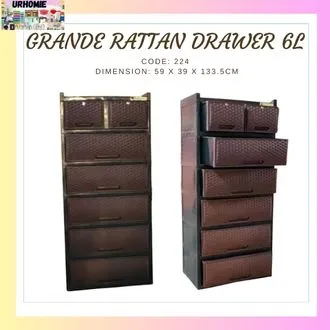 224 GRANDE RATTAN DRAWER 6L/SPACE SAVERS/ORGANIZER/LAGAYANNG DAMITWARDROBE/ELEGANT DESIGNCABINET/ MINIMAL DESIGN CABINET/RATTAN DESIGN CABINET RATTAN STYLEWARDROBEI DRAWER/ 6L DURABOX