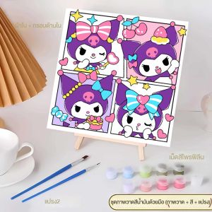 20×20 ระบายสีตามตัวเลข DIY ชุดภาพสีน้ำมันดิจิตอลสำหรับ เด็กการ์ตูนสีภาพวาดสีน้ำ อะนิเมะมือเติมภา พวาดสีน้ำมัน