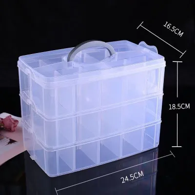 Removable 3-Layer 18/30 Slots Storage Box Craft Blocks Toy Organizer Jewelry Cosmetic Box