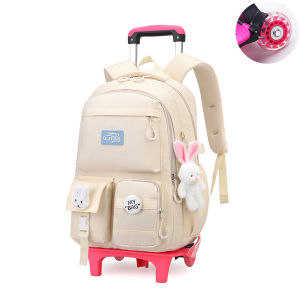 Childrens Primary School Students Trolley Schoolbag Korean version High Capacity Junior High School Students Six-wheel Stair Climbing Schoolbag Waterproof Wear-resistant Backpack