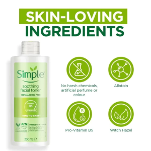 Simple Soothing Facial Toner 200ml Hydrating Light Moisturiser 125ml /Cleanser(For Sensitive Skin)