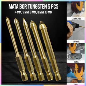 FAST DELIVERY TASP Mata Bor Keramik Tembok dan Kaca Tungsten Drill Bit 4 5 6 8 10mm 5 PCS Serbaguna
