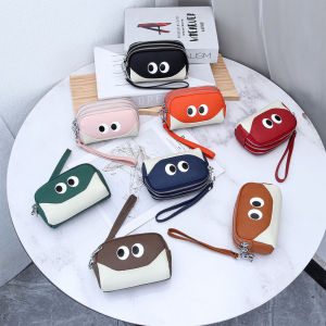 New Style First Layer Cowhide Coin Purse Three Zipper Large-Capacity Storage Bag Ladies Mini Hand