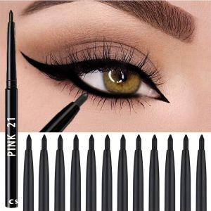 EASYEAH 3pcs Sweat-Proof Black Eyeliner Pencils Long-Lasting Smudge-Proof Eyebrow Eyeliner Pen Durable Black Color Eye Makeup Beginner-Friendly