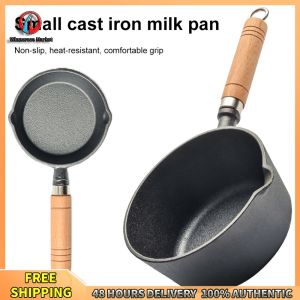 Winnereco Small Cast Iron Saucepan Non-Stick Mini Pan for Sauces and Butter Warming Durable Black Finish