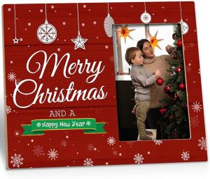 Christmas Frames 4x6 Gifts - Merry Christmas Picture Frames Happy New Year Frame Gifts Christmas Gifts for Family Friends Christmas Wooden Picture Frames for Tabletop or Wall Hanging 4x6