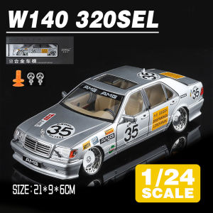 LEO 1:24 Benz W140 320SEL Modified Version Metal Alloy Toys Car Model Diecast Vehicle For Boys Kids Simulation Sound Light Effect Gift Hobbies Collection