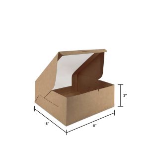 Store Age 10pcs L Shaped Window Cake Box Food Grade Brown Kraft Pastry Box Gift Box Kotak Hadiah