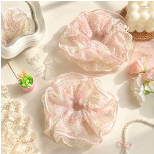 Scrunchie Ren Hoa Vintage Bản To – Chun Buộc Tóc Nữ Tính Dịu Dàng