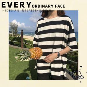 LH.Friday เสื้อยืดแนวๆลายทางทรงโอเวอร์ไซต์ผ้านิ่มใส่สบายใส่แล้วดูดีมีระดับ