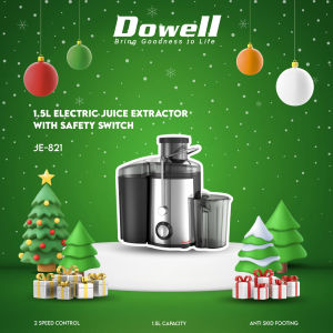 [ONLINE EXCLUSIVE] Dowell 1.5L Electric Juice Extractor | 2-Speed Motor | Stainless Steel Micro-Mesh Filter | Safety Lock | 350W | JE-821