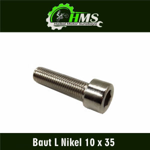 Baut L Nikel 10 x 35 (Harga Per 1 PCS) - Pitch Bolt Baud 14 Kunci L 8 Drat 10mm x Panjang 35 mm