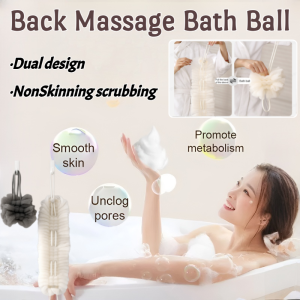 FaSoLa Bath Towel Bubble Scrub Back Pull Bath Ball 2in1 Bath Towel Soft NonSkinning Pull Back Strip