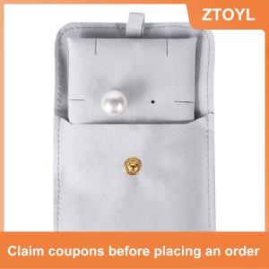 【ZTOYL】 Đồ trang sức Pouch bao bì túi Snap Túi 8x8cm với 6x6cm thẻ mềm nhung Quà Tặng Vòng Cổ Bông Tai Nhẫn lưu trữ túi
