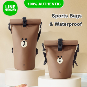 (5L/10L)100% Authentic Line Friends Sports Bags Waterproof Storage Bag Mountaineering Beach Bag Swimming Large Capacity Sports Waterproof Bag BROWN LFB122