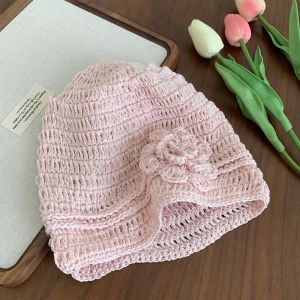 AZDH ทอมือ หมวกถักลายดอกไม้ กลวง วายทูเค หมวกโครเชต์ปักเลื่อม แบบสบายๆ หลากหลาย หมวกบีนนี่ ฤดูใบไม้ผลิฤดูร้อน