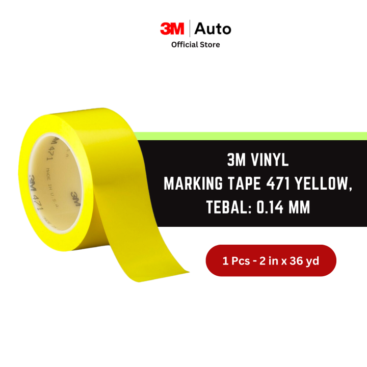 3M Vinyl Tape 471 Yellow, 48mm x 33m - 1 Each - Kuning