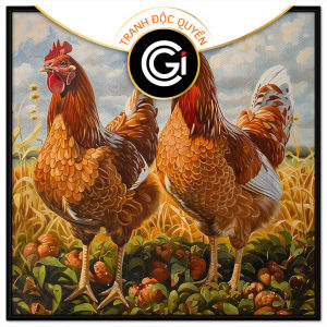Tranh gà đại cát phú quý phong thủyTranh treo tường dán tường.CGI-964
