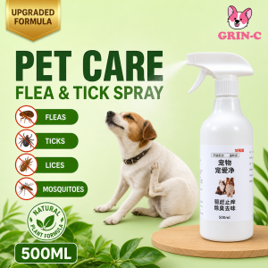 GRIN-C Tick and Flea Remover for Dogs and Cats Anti Tick Garapata Spray 500ml for Pet & Household Natural Formula