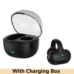 VAORLO New Bluetooth 5.3 Single Ear Headphones Bone Conduction With Charging Box Support TWS Mode 360° Panoramic Sound Effect HIFI Music Ear Clip Earphone Sports Game Waterproof and Sweatproof Mini Headset